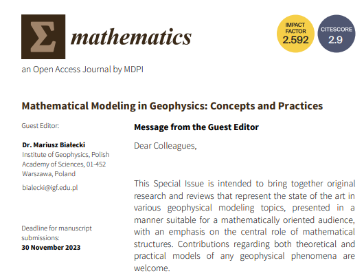 Invitation to prepare articles for a special issue of the journal "Mathematics"
